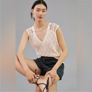 Anthropologie Maeve Scalloped Knit Vest By Anthropologie